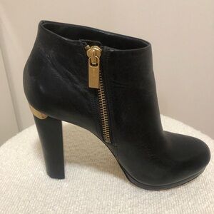 MICHAEL Michael Kors Black Ankle Boots with Gold Accents